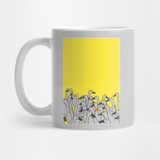 A bunch of duckling isolated on yellow background Mug